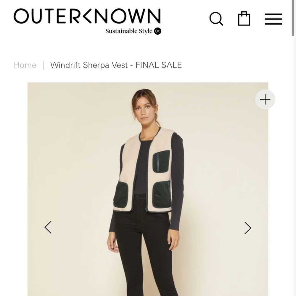 NWOT Outerknown Sherpa Vest. Small. Green. Super comfy and warm!